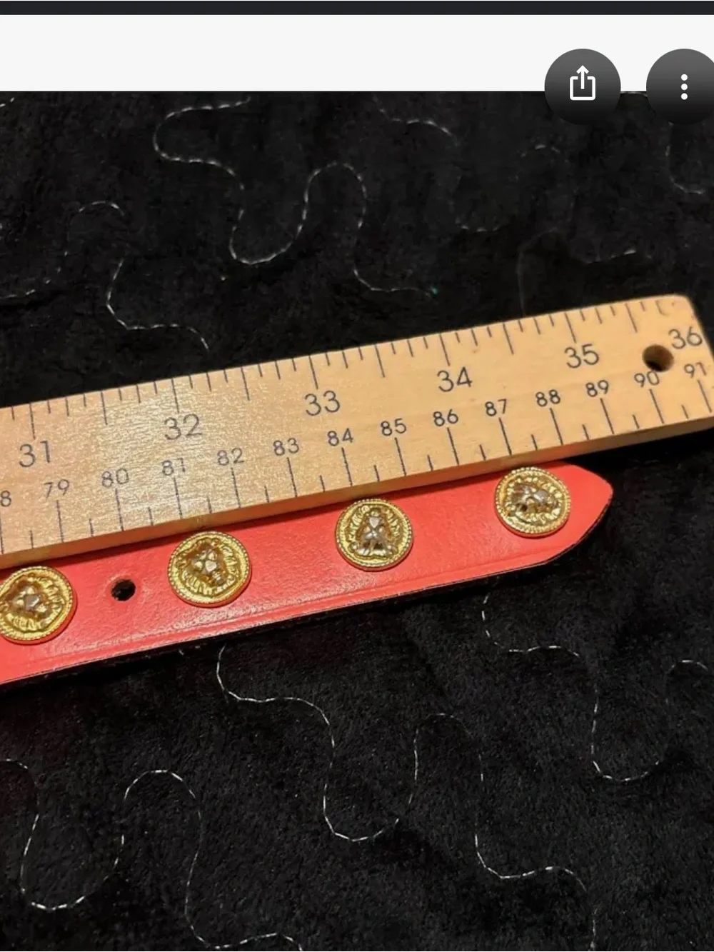 The Limited Belt Gold Lion Medallion Coral Leather Studded Belt Small S preloved